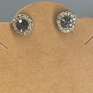 NWT Purple Crystal Stud Earrings